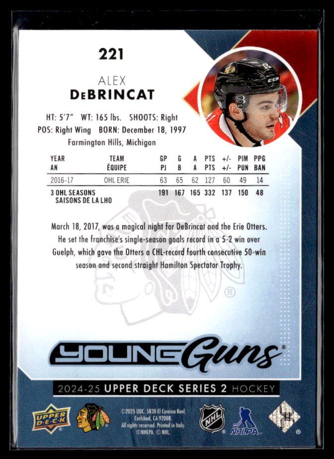 2024-25 Upper Deck Series 2 Hockey Young Guns Renewed #221 Alex DeBrincat (2)