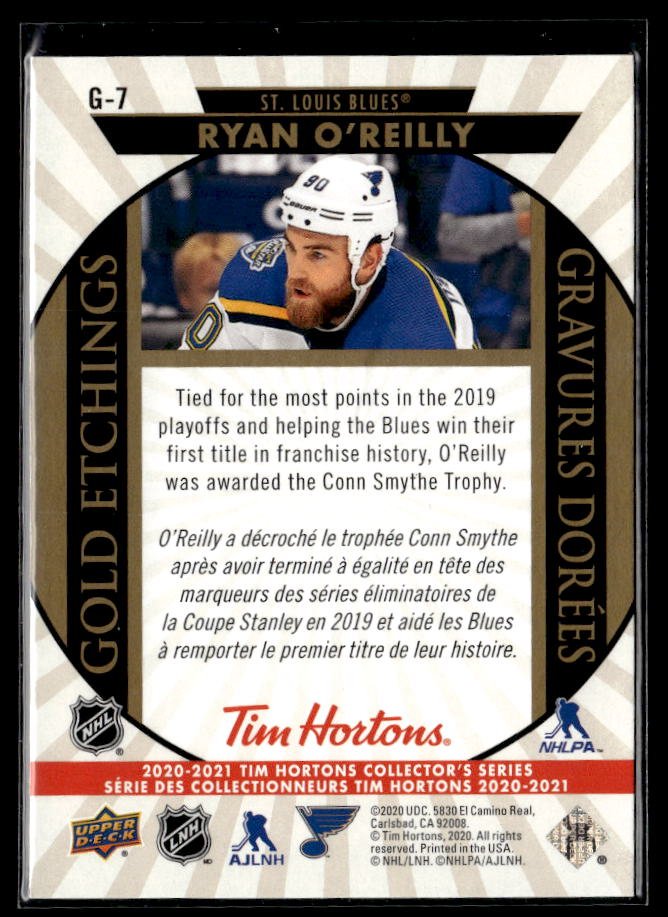 2020-21 Upper Deck Tim Hortons Hockey Gold Etchings #G-7 Ryan O'Reilly (2)