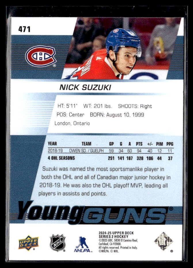 2024-25 Upper Deck Series 2 Hockey Young Guns Renewed #471 Nick Suzuki (2)