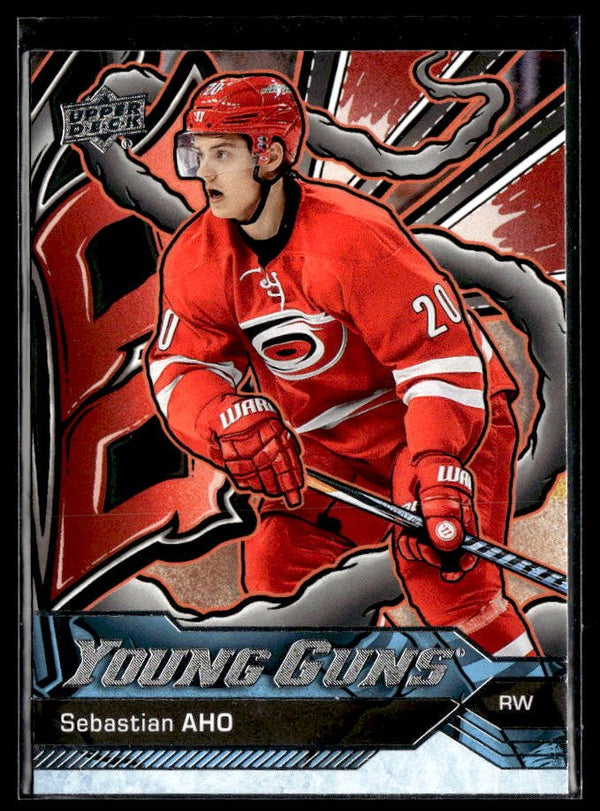 Hockey single: Sebastian Aho #210 (Young Guns Renewed) from 2024-25 Upper Deck Series Two
