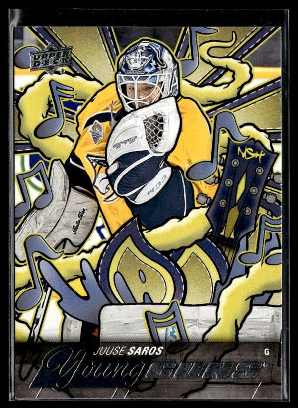 Hockey single: Juuse Saros #464 (Young Guns) from 2024-25 Upper Deck Series Two
