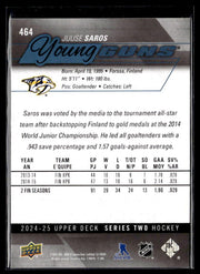 2024-25 Upper Deck Series Two Hockey Young Guns #464 Juuse Saros (2)