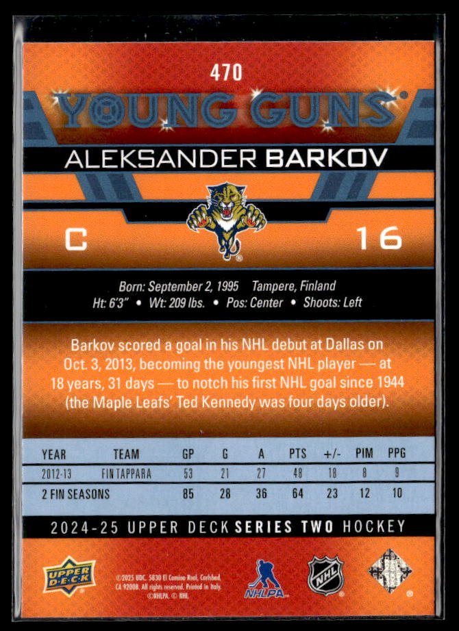 2024-25 Upper Deck Series Two Hockey Young Guns #470 Aleksander Barkov (2)