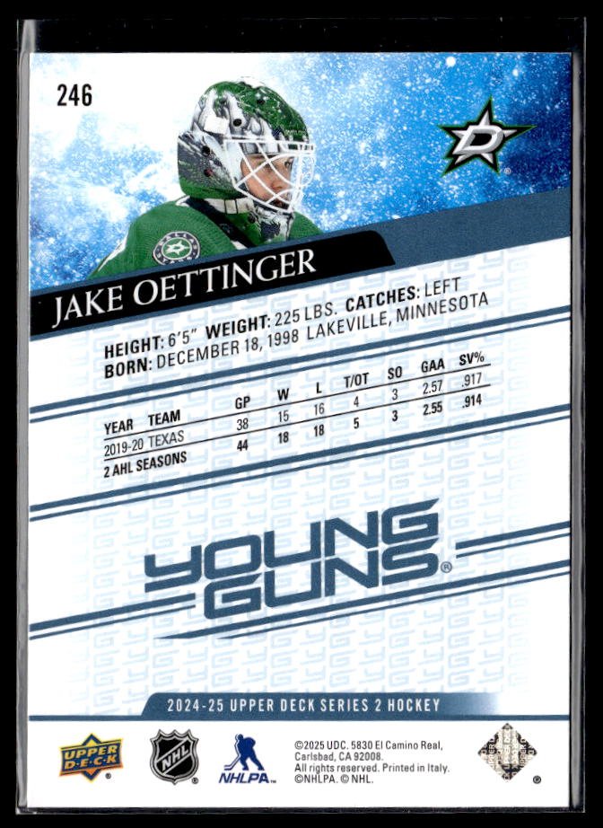 2024-25 Upper Deck Series 2 Hockey Young Guns Renewed #246 Jake Oettinger (2)