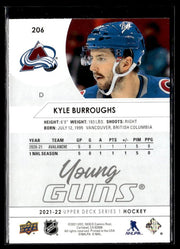 2021-22 Upper Deck Series 1 Hockey Young Guns #206 Kyle Burroughs (2)