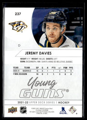 2021-22 Upper Deck Series 1 Hockey Young Guns #237 Jeremy Davies (2)