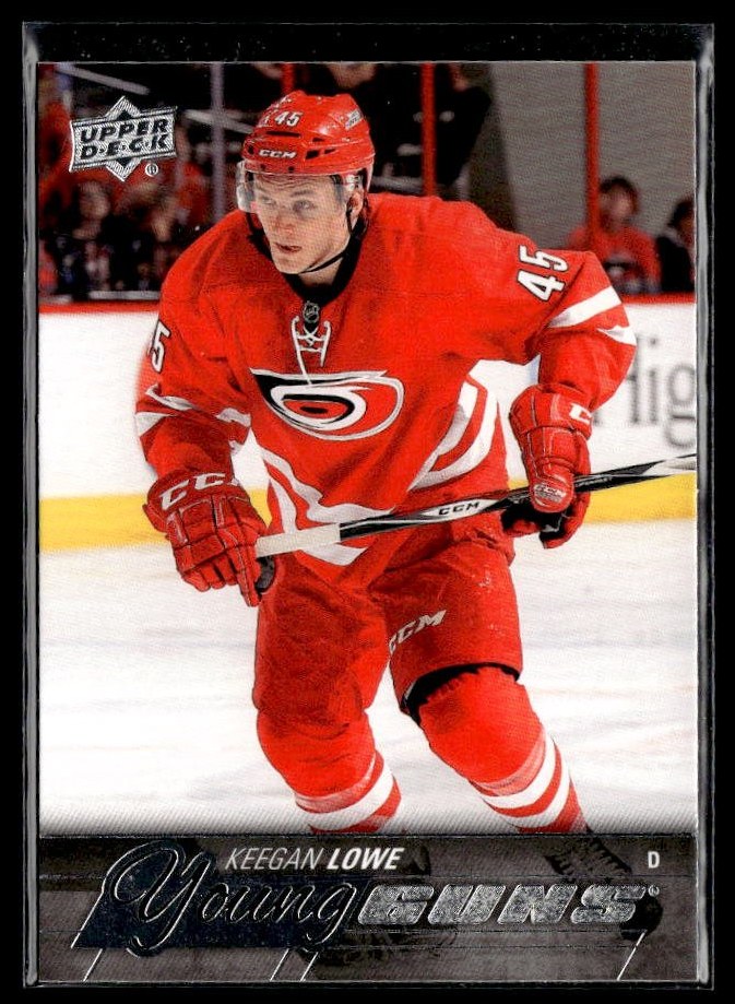 Keegan Lowe - #246 Young Guns hockey card from 2015-16 Upper Deck Series One