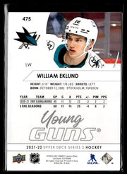 2021-22 Upper Deck Series 2 Hockey Young Guns #475 William Eklund (2)