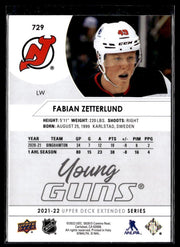 2021-22 Upper Deck Extended Series Hockey Young Guns #729 Fabian Zetterlund (2)