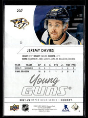 2021-22 Upper Deck Series 1 Hockey Young Guns #237 Jeremy Davies (2)