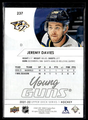2021-22 Upper Deck Series 1 Hockey Young Guns #237 Jeremy Davies (2)