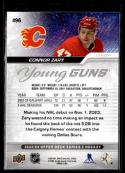 2023-24 Upper Deck Series 2 Hockey Young Guns #496 Connor Zary (2)
