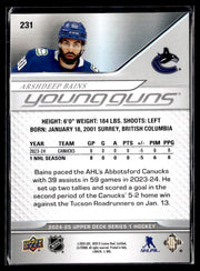 2024-25 Upper Deck Series 1 Hockey Young Guns #231 Arshdeep Bains (2)