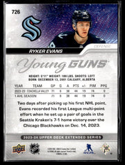 2023-24 Upper Deck Extended Series Hockey Young Guns #726 Ryker Evans (2)