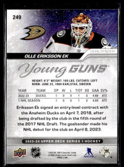 2023-24 Upper Deck Series 1 Hockey Young Guns #249 Olle Eriksson Ek (2)