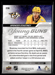 2023-24 Upper Deck Series 1 Hockey Young Guns #238 Spencer Stastney (2)
