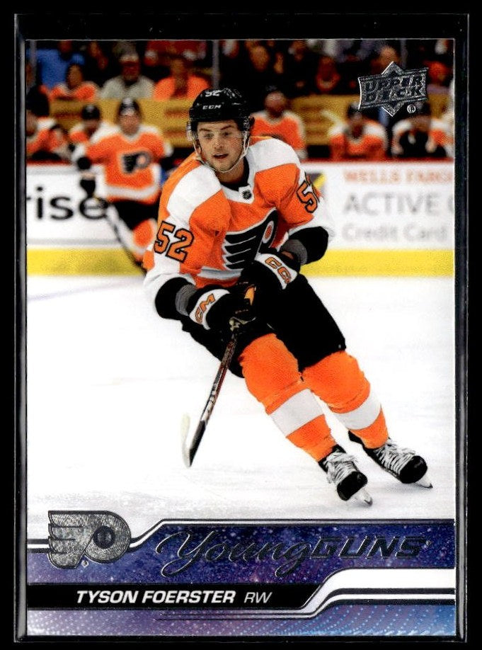 Tyson Foerster - #225 Young Guns hockey card from 2023-24 Upper Deck Series 1