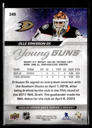 2023-24 Upper Deck Series 1 Hockey Young Guns #249 Olle Eriksson Ek (2)