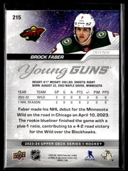2023-24 Upper Deck Series 1 Hockey Young Guns #215 Brock Faber (2)