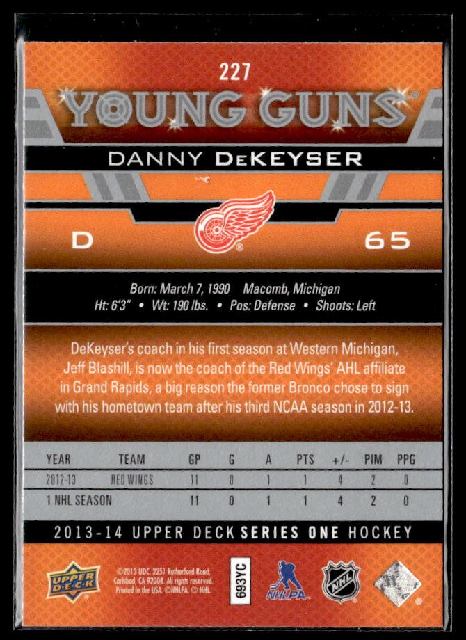 2013-14 Upper Deck Series One Hockey Young Guns #227 Danny DeKeyser (2)