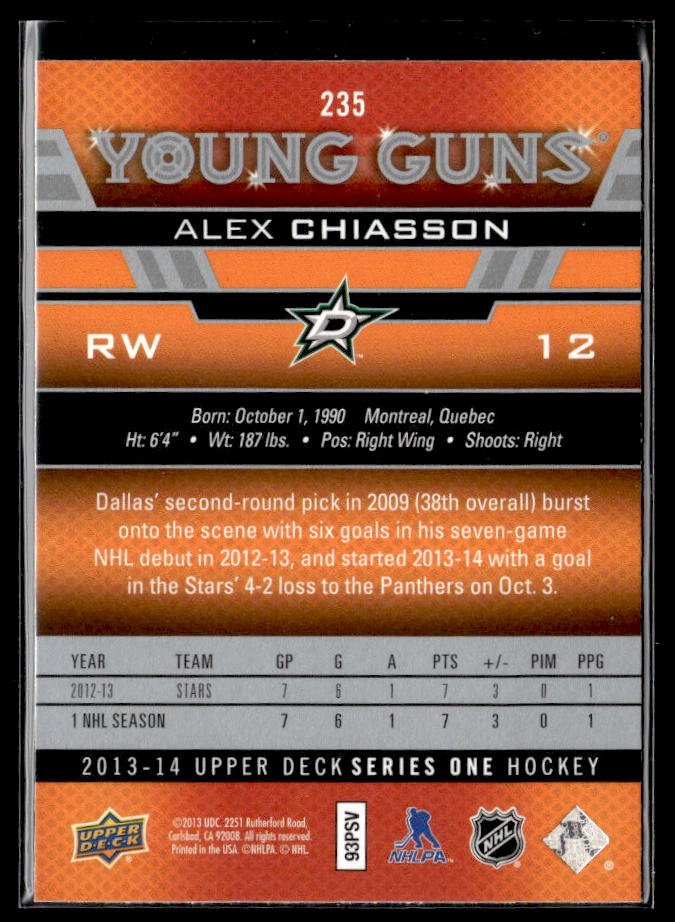 2013-14 Upper Deck Series One Hockey Young Guns #235 Alex Chiasson (2)