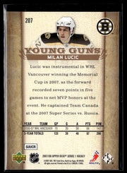 2007-08 Upper Deck Series 1 Hockey Young Guns #207 Milan Lucic (2)