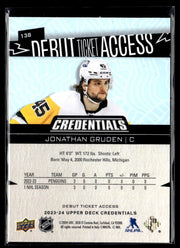2023-24 UD Credentials Hockey Debut Ticket Access Jonathan Gruden RC /999 (2)