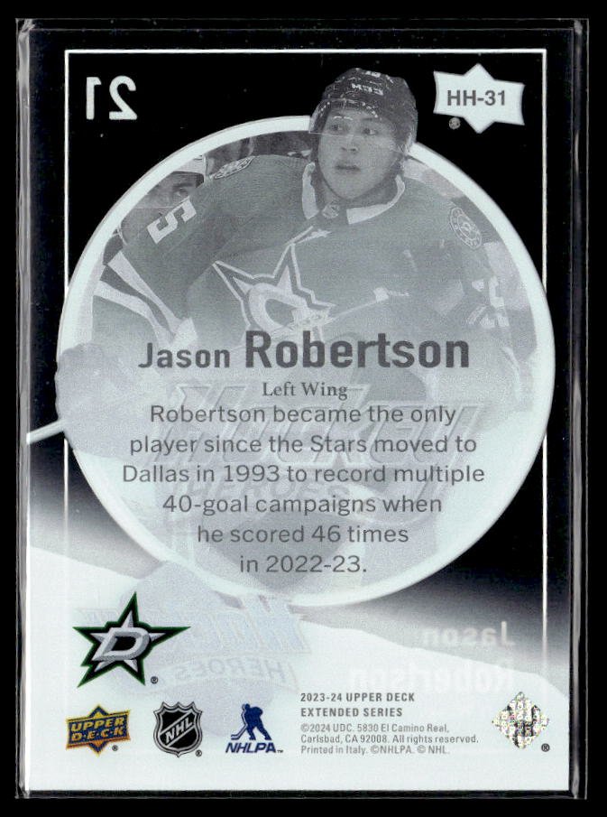 2023-24 Upper Deck Extended Series Hockey Hockey Heroes #HH-31 Jason Robertson (2)