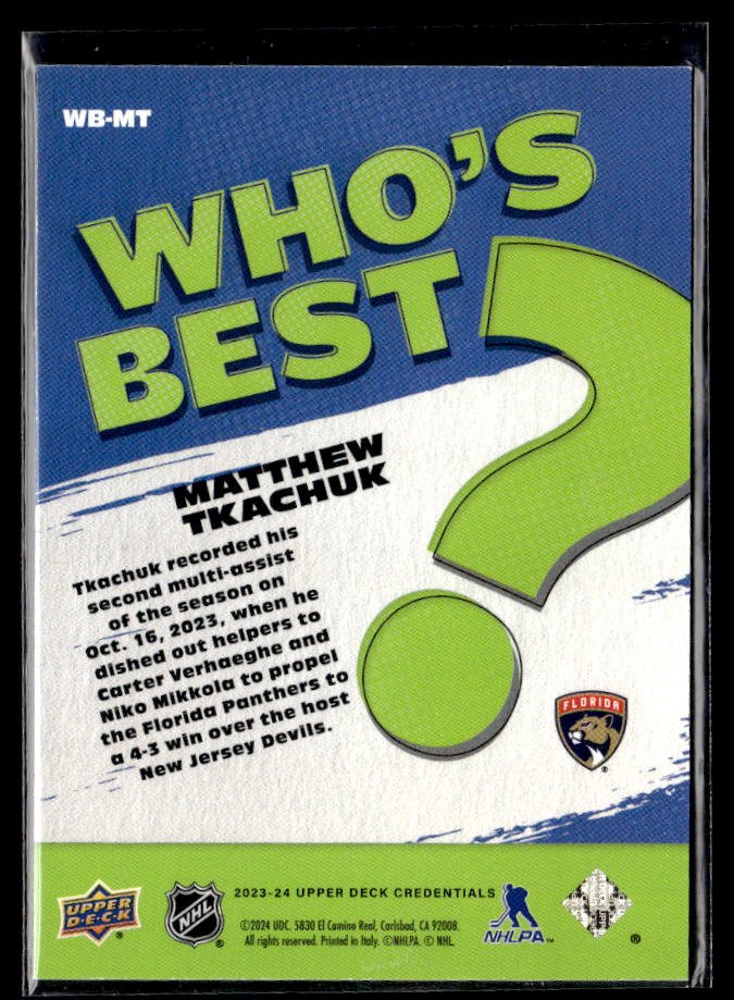 2023-24 Upper Deck Credentials Hockey Who's Best #WB-MT Matthew Tkachuk (2)