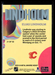 2023-24 Upper Deck Metal Universe Hockey Lindholm #21 Elias Lindholm /21 OF 50 (2)