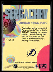 2023-24 Upper Deck Metal Universe Hockey #11 Mikhail Sergachev /11 OF 50 (2)
