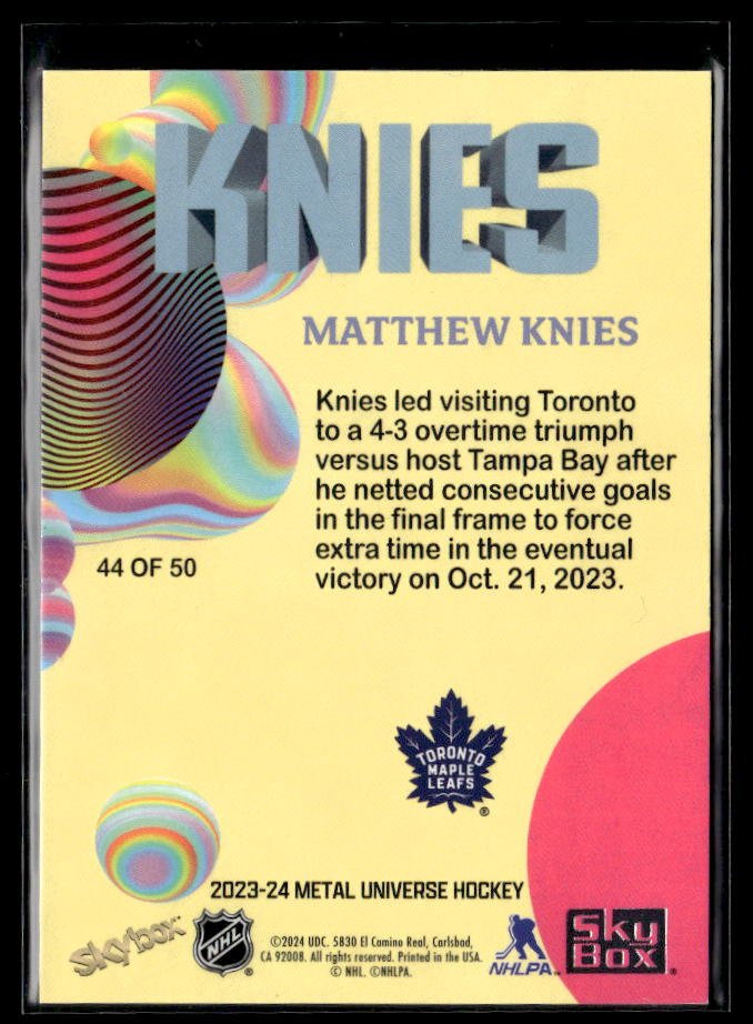 2023-24 Upper Deck Metal Universe Hockey #44 Matthew Knies /44 OF 50 (2)