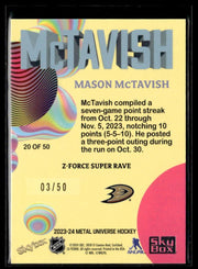 2023-24 Upper Deck Metal Universe Hockey Z-Force Super Rave Mason McTavish /50 (2)