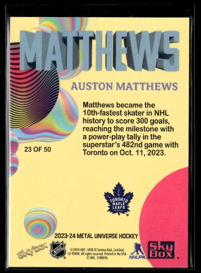 2023-24 Upper Deck Metal Universe Hockey Hockey Z Force #23 Auston Matthews /50 (2)