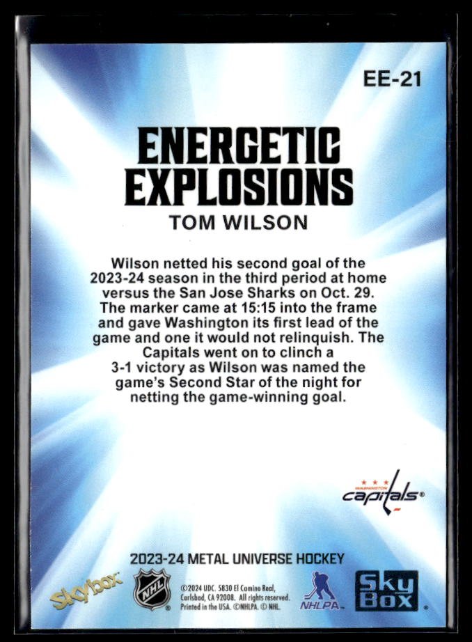 2023-24 Upper Deck Metal Universe Hockey Energetic Explosions #EE-21 Tom Wilson (2)