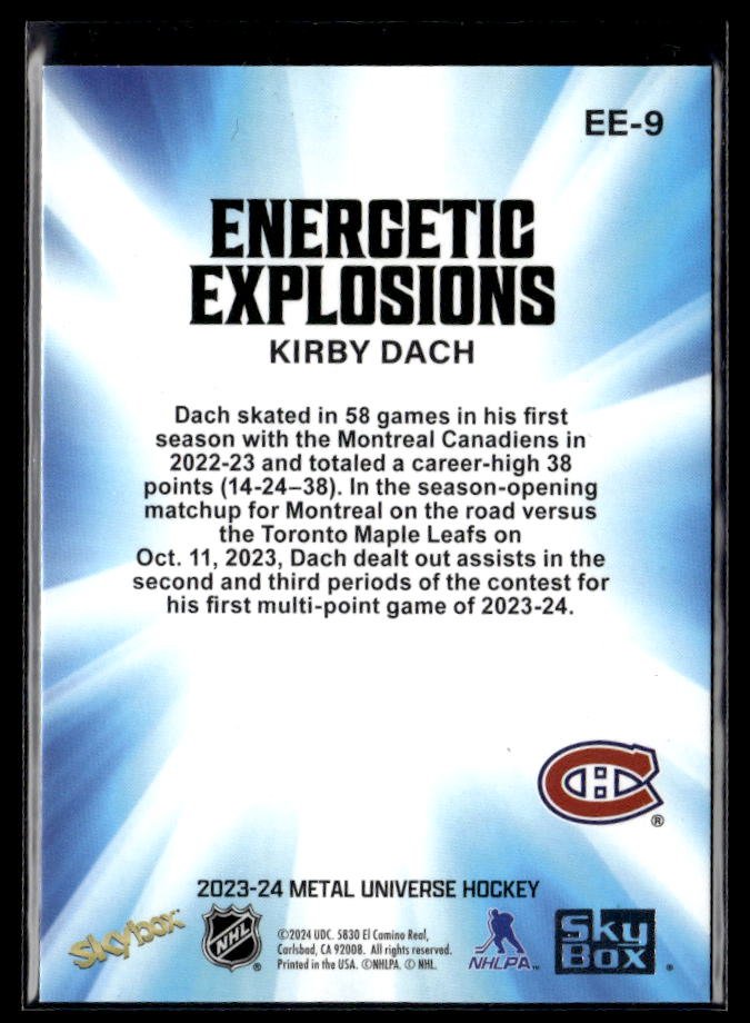 2023-24 Upper Deck Metal Universe Hockey Energetic Explosions #EE-9 Kirby Dach (2)