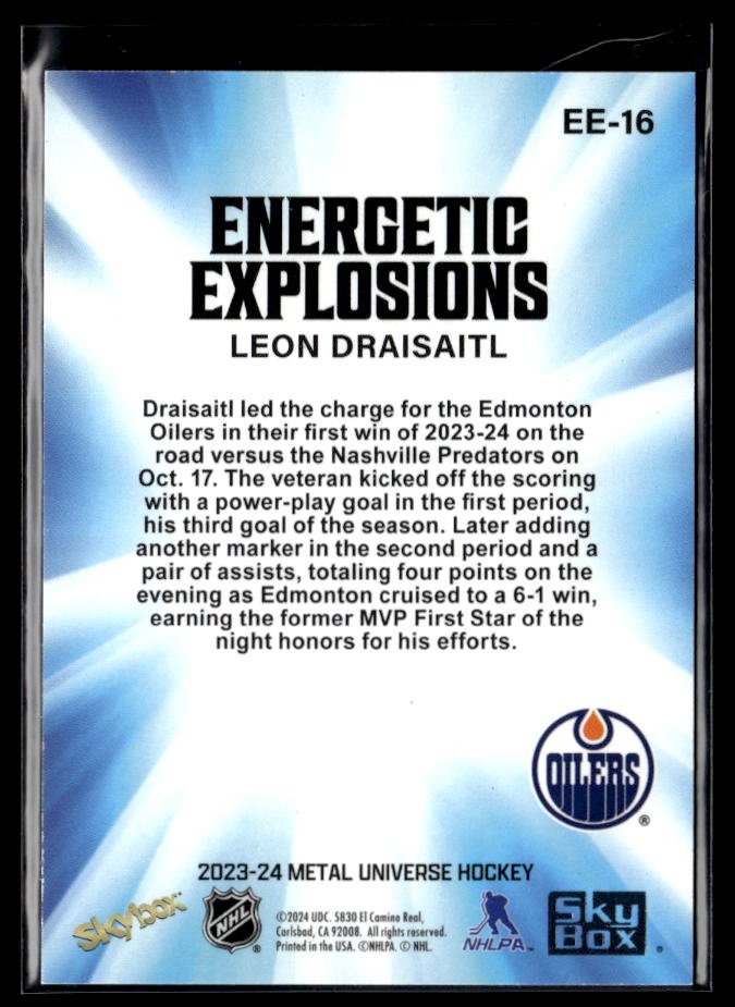 2023-24 Upper Deck Metal Universe Hockey Energetic Explosions Leon Draisaitl (2)
