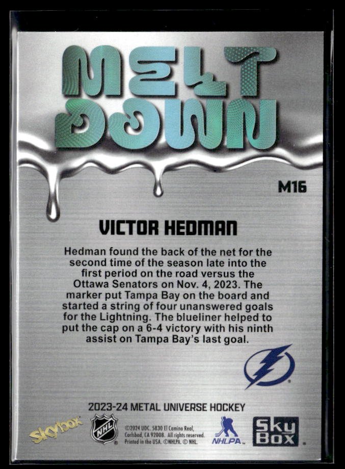 2023-24 Upper Deck Metal Universe Hockey Melt Down #M16 Victor Hedman (2)