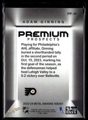 2023-24 Skybox Metal Universe Hockey Premium Prospects #PP-31 Adam Ginning (2)