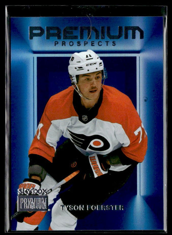 Hockey single: Tyson Foerster #PP-17 (Premium Prospects) from 2023-24 Upper Deck Metal Universe