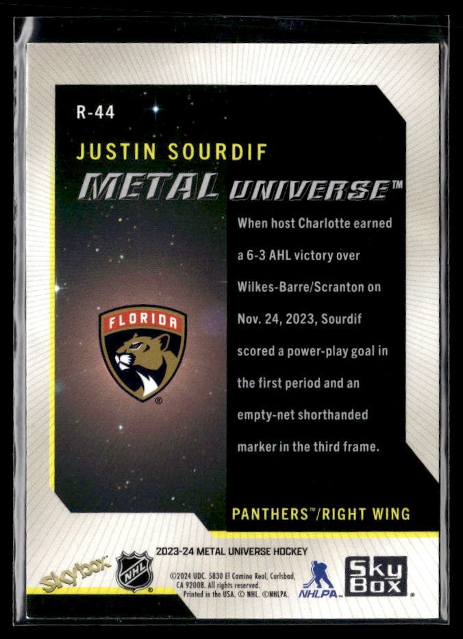 2023-24 Upper Deck Metal Universe Hockey Rookie #R-44 Justin Sourdif (2)