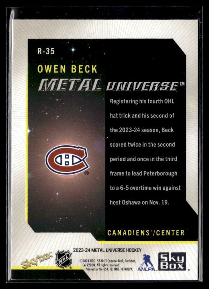 2023-24 Skybox Metal Universe Hockey Rookie #R-35 Owen Beck (2)