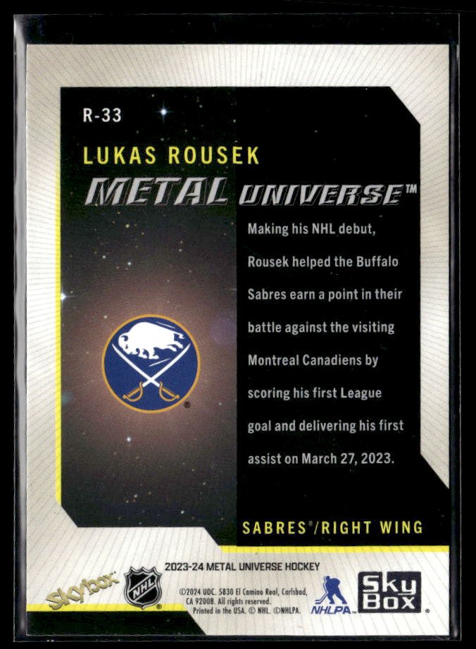 2023-24 Upper Deck Metal Universe Hockey Rookie #R-33 Lukas Rousek (2)
