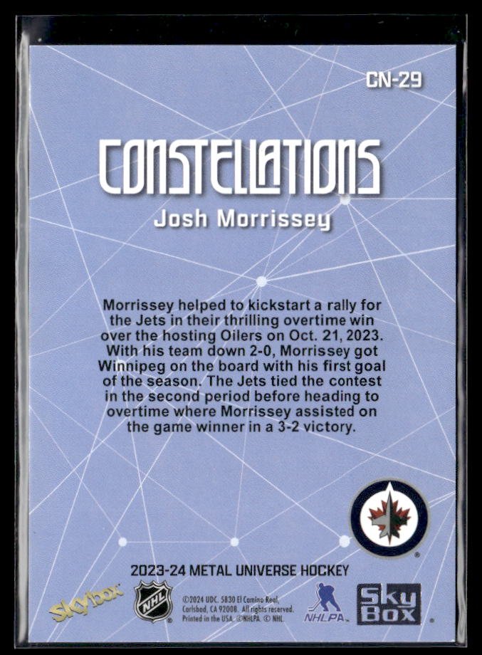 2023-24 Upper Deck Metal Universe Hockey Constellations #CN-29 Josh Morrissey (2)