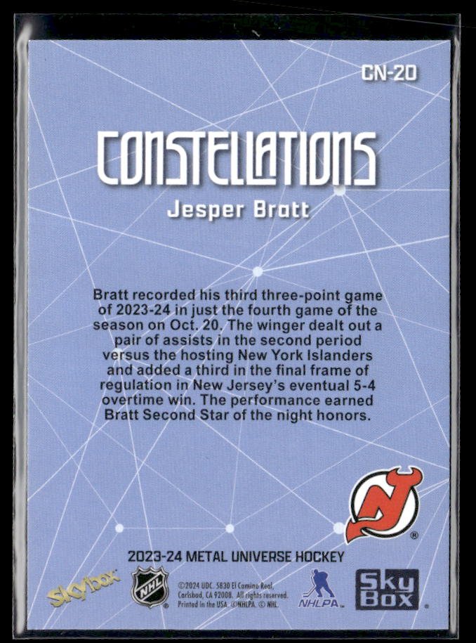 2023-24 Upper Deck Metal Universe Hockey Constellations #CN-20 Jesper Bratt (2)