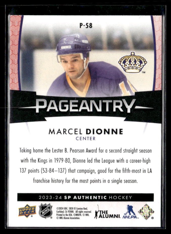 2023-24 Upper Deck SP Authentic Hockey Pageantry Red #P-58 Marcel Dionne (2)