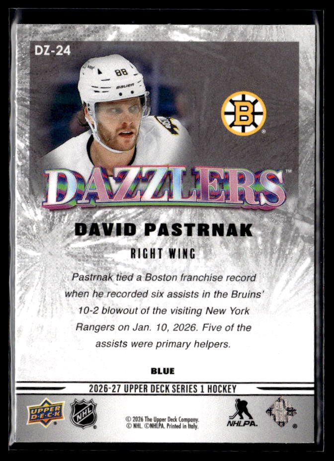 2026-27 Upper Deck Series 1 Hockey Dazzlers Blue #DZ-24 David Pastrnak (2)
