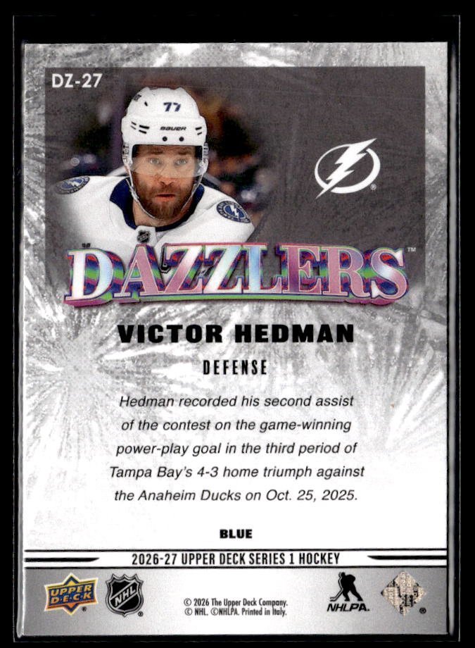 2026-27 Upper Deck Series 1 Hockey Dazzlers Blue #DZ-27 Victor Hedman (2)