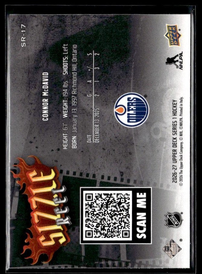 2026-27 Upper Deck Series 1 Hockey Sizzle Reel #SR-17 Connor McDavid (2)