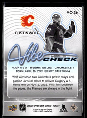 2026-27 Upper Deck Series 1 Hockey Vibe Check #VC-26 Dustin Wolf (2)